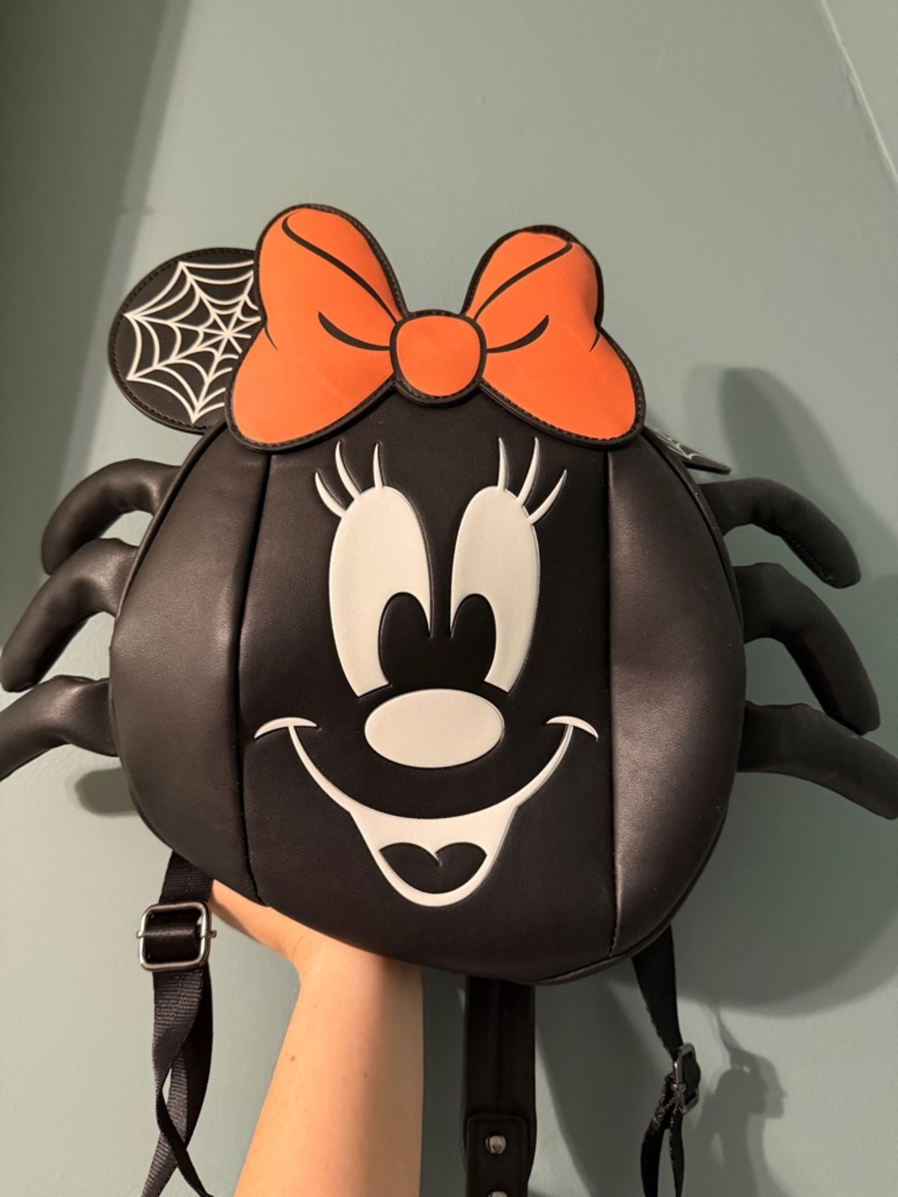 Minnie Mouse Halloween Spider Backpack with Orange Bow